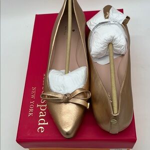 Kate Spade Bronze Bow Flats - brand new - 8 1/2